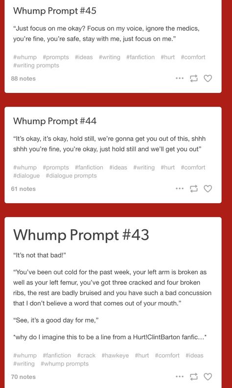 Whump prompts Otp Prompts Whump, Whump Prompts Fever, Whump Prompts Faint, Medical Writing Prompts, Whump Prompts Nightmare, Romantic Whump Prompts, Whump Dialogue, Injured Writing Prompts, Whump Caretaker Prompts