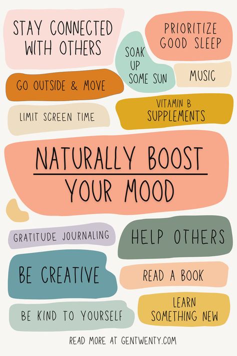 I find #11 or #12 to help me the most when I can't seem to get myself moving or in a better mood. Which help boost your mood and energy the most? Better Myself, Natural Mood, Limiting Screen Time, Low Mood, Deep Breathing Exercises, Mental Energy, Money Advice, Seize The Day, Boost Your Mood