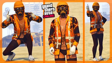 Looking for a unique and eye-catching outfit for your female character in GTA 5 Online? Check out this female tryhard outfit featuring an orange trash vest and stockings! This outfit is made using a no transfer clothing glitch, which means you can't get it from the in-game store. Follow the steps in the video to create this one-of-a-kind outfit and stand out from the crowd in GTA Online. Don't forget to like and subscribe for more GTA 5 Online glitches and outfit ideas! Gta V Secrets, Gta Tryhard, Outfits Girl, Gta 5 Online, Gta Online, Online Checks, Female Character, Like And Subscribe, Game Store