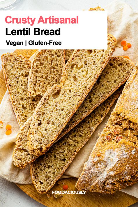 homemade crusty red lentil bread gluten-free recipe Lentil Bread Recipe, Lentil Bread, Flourless Bread, Lentils Protein, Flaxseed Bread, Red Split Lentils, Lentil Flour, Dried Lentils, Protein Bread