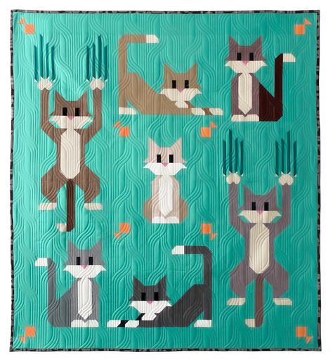 Offering modern and quirky quilt patterns, quilt kits, notions, fabric and more. Cat Scratch Quilt Pattern, Patchwork Animals, Quilt Animals, Quilt Layouts, Cat Quilt Block, Cat Quilts, Cat Quilt Patterns, Printable Colouring, Quilt In A Day