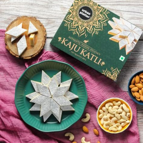 Mithai Box Photography, Indian Mithai Photography, Indian Sweet Photography, Kaju Katli Photography, Indian Sweets Aesthetic, Mithai Boxes Packing, Diwali Sweets Photography, Indian Sweets Photography, Mithai Photography