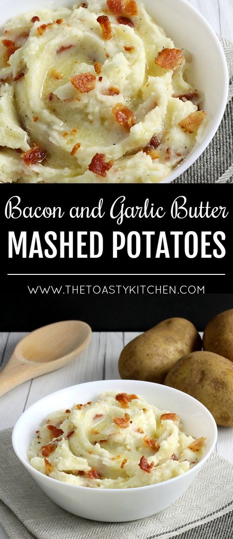 Garlic Butter Mashed Potatoes, Bacon Mashed Potatoes, Bacon Potatoes, Butter Mashed Potatoes, Mash Potatoes, Potato Recipes Side Dishes, Garlic Mashed Potatoes, Mashed Potato Recipes, Dinner Bell