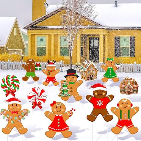 Amazon.com : 12 Pcs Christmas Yard Sign Gingerbread Man and Candy Lawn Sign Gingerbread Man Outdoor Decor Christmas Candy Yard Decorations with 24 Pcs Plastic Stakes for Holiday Lawn Yard Walkway Pathway Decor : Patio, Lawn & Garden Candy Yard Decorations, Outdoor Decor Christmas, Pathway Decor, Yard Walkway, Welcome Winter, Christmas Yard Decorations, Yard Decorations, Christmas Gingerbread Men, Lawn Sign