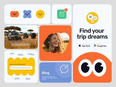 Discover your next adventure with our travel app! Plan the perfect getaway, from African safaris to city escapes, and easily explore the world. 🦁🌍✈️  #TravelAppDesign #UXDesign #UIDesign #AppDesignInspiration #MobileAppDesign #DesignForTravel #UserInterface #UserExperience #TravelUX #MinimalDesign #DesignForExploration #AppNavigation #ProductDesign #AppDevelopment #UITrends #TravelAppUX #CreativeDesign #ModernUI #FlatDesign #AppInteraction #VisualDesign #InterfaceDesign #DigitalDesign Graphic Design For Business, Travel Apps, Identity Development, App Design Inspiration, Travel App, Mobile App Design, African Safari, App Ui, Mobile Apps