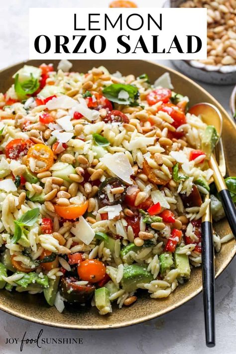 Pine Nuts Pasta, Orzo Salat, Lemon Orzo Salad, Pine Nuts Salad, Mediterranean Pasta Salads, Orzo Salad Recipes, Arugula Salad Recipes, Lemon Orzo, Orzo Recipes