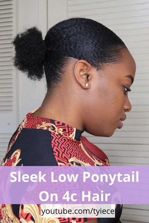 This is a sleek low ponytail on short 4c natural hair. The perfect tutorial for a slick back protective style without extensions. Watch video tutorial #naturalhair #4chair #type4hair #sleekbun 4c Hair Slick Back Bun, Slick Back Bun Natural Hair Short 4c, 4c Hair Ponytail Styles, Slick Back Ponytail Natural Hair Short, Slick Back Ponytail Natural Hair 4c, Natural Hair Ponytail Styles Low Buns, Slick Back Bun Natural Hair 4c Tutorial, Sleek 4c Hairstyles, Natural Sleek Bun