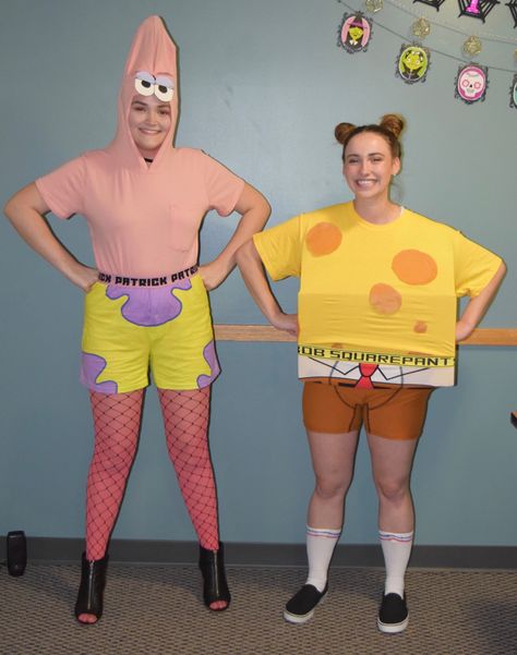 Patrick Diy Costume, Duo Halloween Costumes Bff Spongebob And Patrick, Spongebob And Sandy Costume, Spongebob Family Halloween Costumes, Handsome Squidward Costume, Spongebob Patrick Costume, Spongebob And Patrick Couple Costume, Patrick Costume Spongebob, Funny Spongebob Costumes