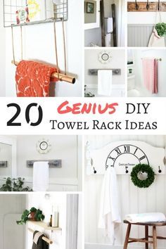 These DIY towel rack ideas are genius! Find the perfect one for your bathroom! | bathroom storage | bathroom organization | bathroom makeover | bathroom ideas | towel storage | towel racks #bathroom #towels #towelrack Bathroom Hand Towel Holder Ideas, Towel Rack Ideas, Hand Towel Holder Ideas, Bathroom Towel Rack Ideas, Bathroom Hand Towel Holder, Diy Towel Rack, Makeover Bathroom, Diy Bathroom Design, Organization Bathroom