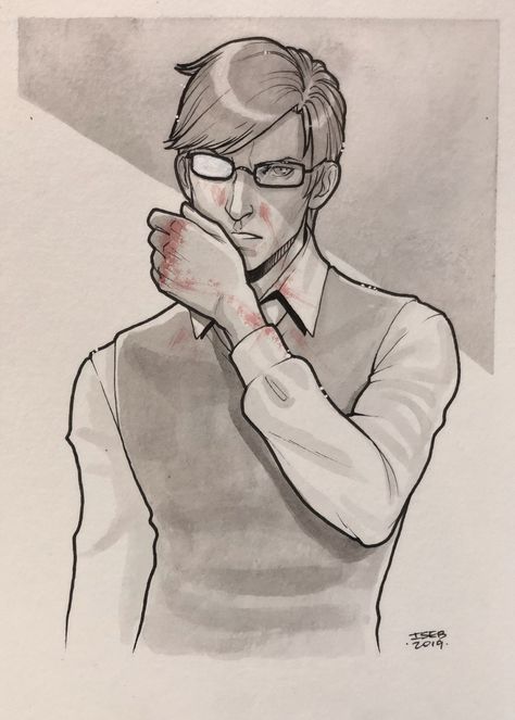 Inktober Day 26 → Dark Well that escalated quickly ಠ_ಠ @the-pace-who-said-i-khant​, I hope you have room in your heart for a slightly disturbed Ignis. To everyone else, we’re nearing the end of... Man Hunched Over Pose, Wiping Mouth Reference, Noses Reference Drawing, Mouth Reference Drawing, Nose Reference, Mouth Reference, Ignis Scientia, Well That Escalated Quickly, Escalated Quickly