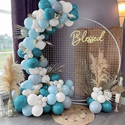 Holtour Bright Turquoise Blue Balloon Garland Arch Kit 138PCS Balloons for Wedding, Birthday Party, Backdrop Decorations, Bridal Shower Blue Balloon Garland, Γενέθλια Mickey Mouse, Teal Balloons, Balloon Wreath, Blue Birthday Parties, Bridal Shower Balloons, Anniversary Party Decorations, Blue Balloon, Garland Arch