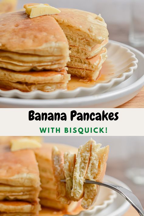 Banana Pancakes With Bisquick, Banana Pancakes With Pancake Mix Recipe, Pancake Recipe Bisquick, Mashed Banana Pancakes, Bisquick Banana Pancakes, Pancakes With Bisquick, Bisquick Pancake Recipe, Easy Banana Pancake Recipe, Banana Nut Pancakes