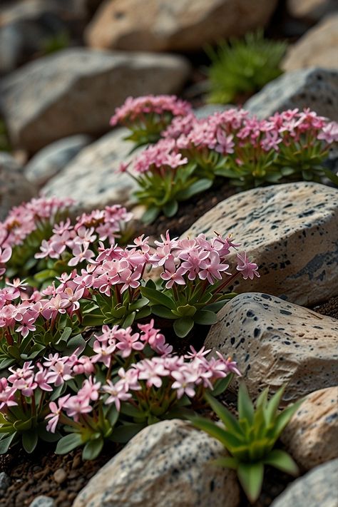 10 Best Flowers For Rock Garden Succulent Ground Cover, Sedum Garden, Rock Wall Gardens, Succulent Rock Garden, Japanese Rock Garden, Rock Garden Plants, Garden Flower Beds, Tiny White Flowers, Pond Landscaping