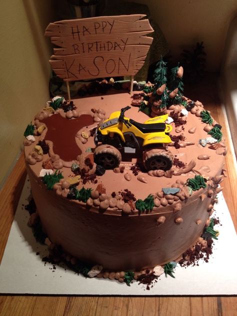 4 Wheeler Birthday Cake, Atv Birthday Party Ideas 4 Wheelers, Quad Birthday Cake, Four Wheeler Birthday Cake, Four Wheeler Cakes For Boys, Quad Birthday Party, Atv Birthday Cake, 4 Wheeler Birthday Party, Four Wheeler Cake