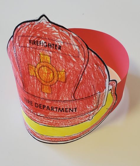 Firefighter Hats For Preschool, Firefighter Hat Craft Preschool, Diy Firefighter Hat, Fireman Hat Craft Preschool, Fire Hat Craft Preschool, Fire Hat Craft, Fireman Hat Craft, Firefighter Art Preschool, Firefighter Hat Template