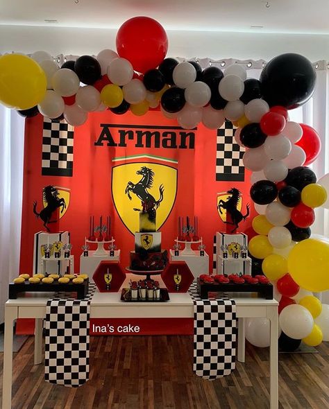 Scooby Dooby Doo, Ferrari Party, Cars Birthday Cake, Car Birthday Theme, Happy 10th Birthday, Cars Theme Birthday Party, Birthday Party Decorations Diy, First Birthday Party Decorations, Baby Birthday Party