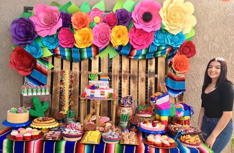 Mexican Dessert Table, Mexican Fiesta Birthday Party, Mexican Theme Party Decorations, Mexican Birthday Parties, Mexican Party Decorations, Mexican Fiesta Party, Fiesta Birthday Party, Mexican Birthday, Fiesta Party Decorations