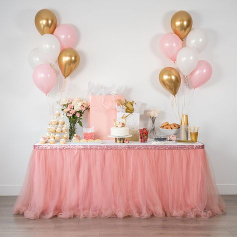 Pink Table Cover Party Ideas, Girl Baby Shower Table Decor, Pink Tulle Table Skirt, Boho Bridal Shower Decorations, Butterfly Baby Shower Decorations, Fancy Baby Shower, Shower Decorations Wedding, Tutu Table Skirt, Tutu Table