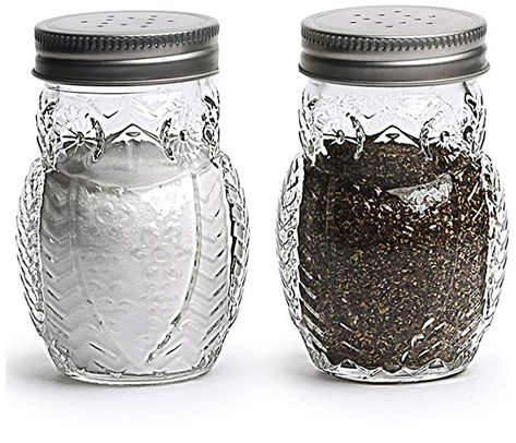 Amazon.com: Circleware Owl Glass Salt and Pepper Shakers, Set of 2, 5 ounce: Kitchen & Dining Kitchen Outlet, Glass Aesthetic, Glass Salt And Pepper Shakers, Types Of Glassware, Copper Moscow Mule Mugs, Blue Mason Jars, Pint Of Beer, Liquor Decanter, Hoot Owl