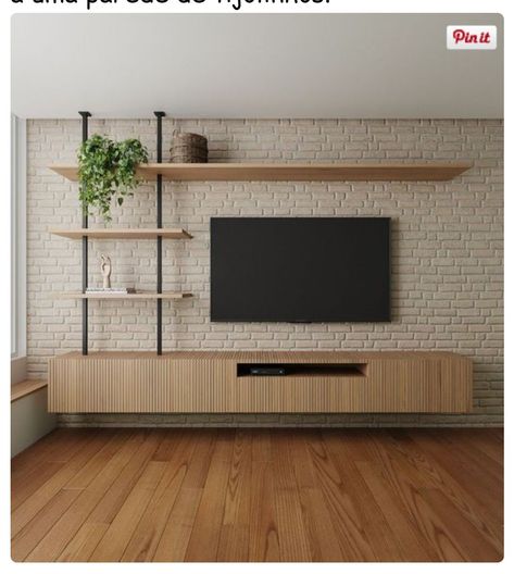 Small Living Room Media Wall, Tv On Large Wall, Tv Surround Ideas Tv Walls, Rack Tv Sala, Metal Tv Unit, Sideboard Tv Stand, Tv Kastenwanden, Tv Mural, Ruang Tv