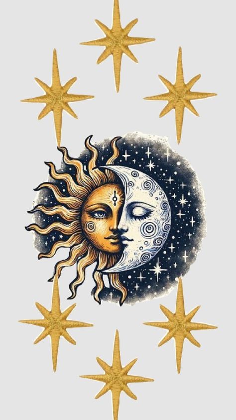 90s Sun And Moon Aesthetic, Moon And Sun Aesthetic, Journal Photos, Wall Cover, Sun Aesthetic, Sun Moon Stars, Sun And Moon, Tattoo Styles, Screen Savers