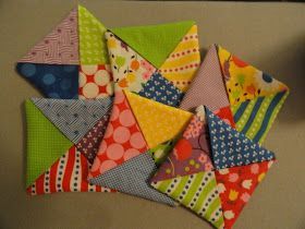 As promised, here are the directions for making the Criss-Cross Coasters another way -- with triangles. Again, I used a Moda charm pack. Thi... Mug Rug Tutorial, Mug Mats, Quilted Coasters, Mug Rug Patterns, Quilted Gifts, Rug Patterns, Fabric Coasters, Charm Pack, Mini Quilts