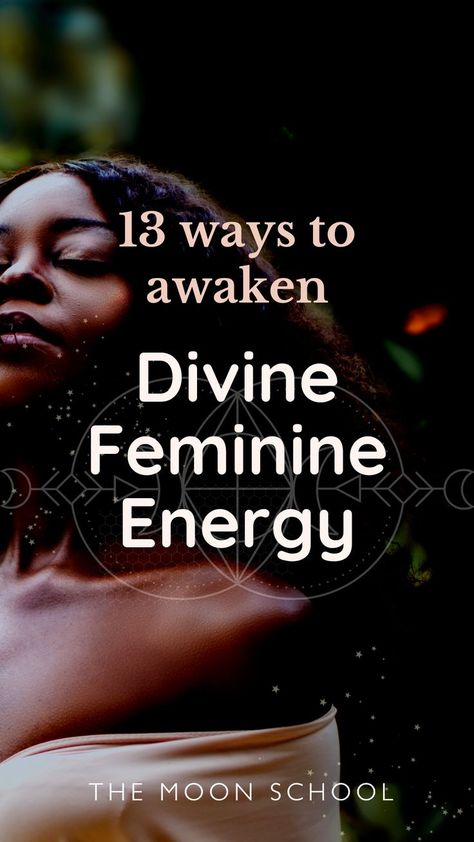 Woman of colour with text: 13 ways to awaken divine feminine energy Awaken Divine Feminine, Juno Goddess, Divine Feminine Aesthetic, Gaia Goddess, Witch Rituals, Goddess Aesthetic, Divine Feminine Energy, Nature Goddess, Divine Goddess