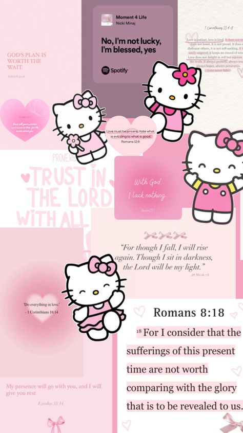 ౨ৎ⋆ ｡⋆𐙚⋆.˚₊⊹♡ hello kitty and god wallpaper pink ౨ৎ⋆ ｡⋆𐙚⋆.˚₊⊹♡! Happy Bible Quotes, Hello Kitty Wallpapers, Bible Quote Tattoos, Pink Wallpaper Quotes, Bible Quotes Background, Christian Iphone Wallpaper, God Wallpaper, Pretty Wallpaper Ipad, Hello Kitty Wallpaper Hd