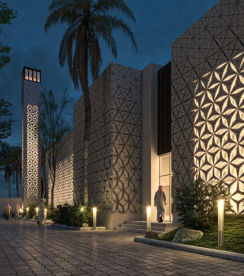 Islamic Building Design, Saudi Architecture Modern, Islamic Facade Architecture, Mosque Elevation Design, Salmani Architecture, Uae Architecture, Masjid Design, Apple Store Design, Wellness Center Design