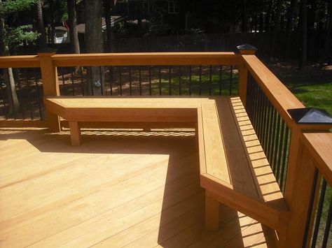 Deck Bench Seating, Deck Bench, Deck Railing Design, Deck Seating, Low Deck, Wooden Deck, Patio Deck Designs, Deck Designs Backyard, Bench Seating