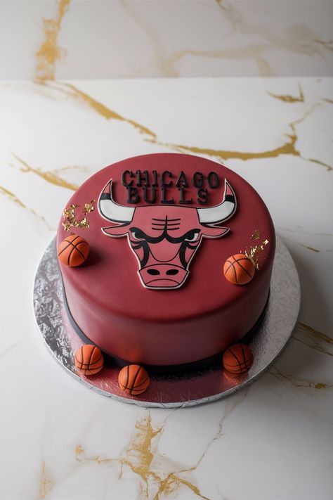 Celebrate His Birthday with a Bulls-Themed Cake Chicago Bulls Cake, Basketball Cakes, Bulls Logo, Basketball Cake, Cake Aesthetic, Bull Logo, Birthday Cakes For Men, Themed Birthday Cakes, Cakes For Men