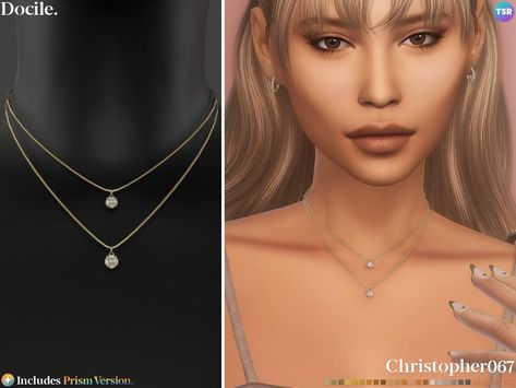 The Sims Resource - Docile Necklace Mod Earrings, Diamond Charm Necklace, Sims Stories, Gold Necklace Wedding, Sims 4 Studio, Play Sims 4, The Sims 4 Download, Sims4 Clothes, Sims 4 Collections