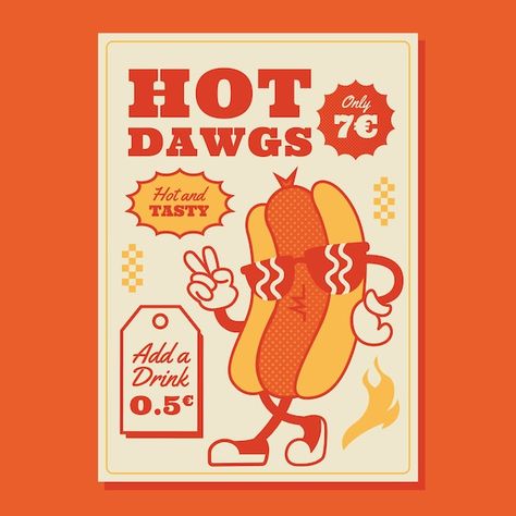 Free vector american retro style templat... | Free Vector #Freepik #freevector #restaurant-flyer #restaurant-poster #delicious #design-poster American Poster Design, Flyer Poster Design, American Retro Style, Retro Food Illustration, American Restaurant Design, Retro Illustration Poster, Retro Flyer Design, Retro Restaurant Design, Restaurant Graphic Design