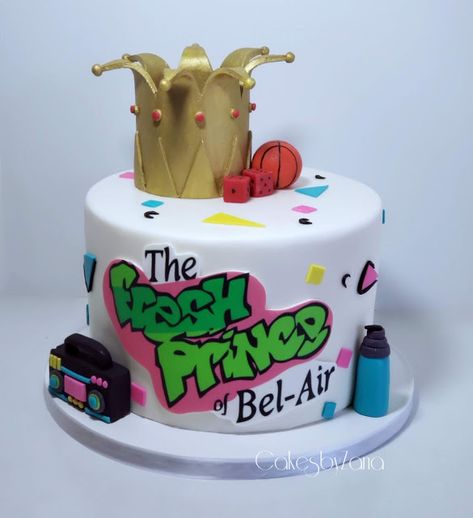 #babyshowercake #thefreshprinceofbellair #cakedesign #customcake #cakedecorator Fresh Prince Of Bel Air Cake, Fresh Prince Of Bel Air Party Theme, Fresh Prince Cake, 90s Cake, Fairfax Los Angeles, 80s Cake, Prince Baby Shower Cake, Prince Baby Shower Theme, Prince Cake