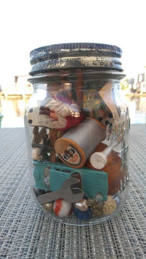 Goodwill Jewelry Jars, Crow Confetti, Trinkets Collection, Vintage Trinkets, Vintage Booth Display, Memory Jars, Trinket Jar, Memory Jar, Treasure Gift