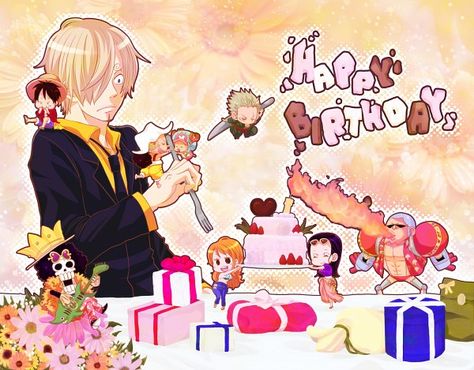 View full-size (1100x859 904 kB.) Happy birthday Sanji! Sanji Birthday, Strawhat Crew, Zoro And Sanji, One Piece Asl, Sanji Vinsmoke, Birthday Memes, Vinsmoke Sanji, One Piece Funny, One Piece Images