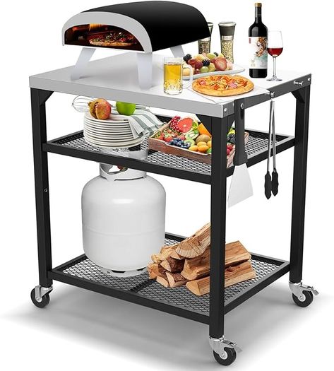 Amazon.com: Rolling Kitchen Island Utility Cart Movable Thicken Widen Outdoor Grill Table Stand, Large Upgrade Pizza Oven Table Cart for Ooni Ninja Woodfire Blackstone Griddle Bighorn Cuisinart Pizza Oven Outdoor : Patio, Lawn & Garden Outdoor Grill Table, Pizza Oven Table, Outdoor Cooking Table, Outdoor Grill Cart, Table Grill, Stainless Steel Table Top, Table Top Grill, Grill Stand, Grill Cart