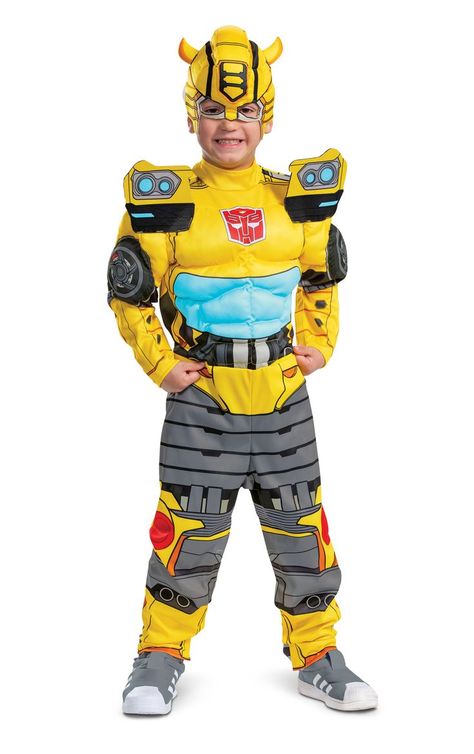 It's time to convert into everyone's favorite Autobot in our Bumblebee Adaptive Costume! The detailed jumpsuit features Bumblebee's car art on top and character art on the sleeves. To make the costume accessibility friendly, arm sleeve, abdominal, and pant inseam openings are built into the costume to make it easy to get in and out of, or to access any needed areas. A foam Bumblebee headpiece is also included! #adaptive #transformers #bumblebee #inclusive #adaptivecostume #diversity Transformers Costume, Transformer Costume, Costume For Kids, Transformers Bumblebee, Movie Costumes, Head Piece, Baby Size, Pretty Cool, Kids Costumes