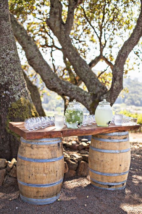 Water %26 Lemonade Stand at Ceremony Photography: Joy Marie Photography Read More: http://www.insideweddings.com/weddings/fairy-tale-outdoor-summer-wedding-at-a-vineyard-in-wine-country/1104/ Lemonade Station, Lemonade Wedding, Drink Display, Ceremony Photography, Outdoor Summer Wedding, Wedding Food Drink, California Wine Country, Inside Weddings, Summer Wedding Outdoor