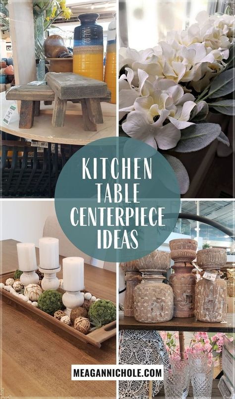 Are you having trouble coming up with the perfect kitchen table centerpiece? Check out this tutorial to learn how to decorate your kitchen table! THis post will show you some of the most simple everyday kitchen table centerpiece ideas. Here, you will find some great ways to create an everyday tablescape that is perfect for your home! You will find all of the everyday kitchen centerpiece ideas you need by visiting MeaganNichole.com Kitchen Table Centerpiece Everyday, Farmhouse Kitchen Table Centerpiece, Breakfast Table Centerpiece, Kitchen Table Decor Centerpiece, Kitchen Table Centerpiece Ideas, Grey Kitchen Table, Square Kitchen Tables, Everyday Centerpiece, Table Centerpiece Ideas