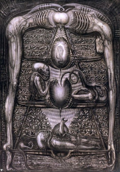 Hr Giger Alien, Hr Giger Art, Giger Alien, Giger Art, H.r. Giger, Arte Alien, Alien Concept, Alien Concept Art, Alien Art