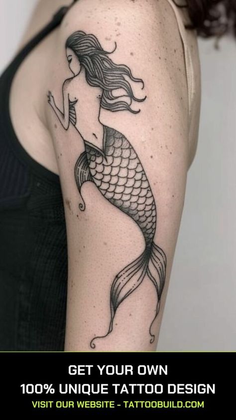 minimalist mermaid tattoo idea Naked Mermaid Tattoo, Minimalist Mermaid Tattoo, Mermaid Tattoo Ideas, Mermaid Tattoo, Mermaid Tattoos, Tattoo Idea, Tattoo Ideas, Mermaid, Tattoos