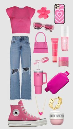 Sooo slayyy i am here for this 😁👑🌹💖 Barbie Outfits Summer, Cute All Pink Outfits, Pink Outfits For Barbie Movie, Outfits To Watch Barbie, Barbie Movie Theater Outfit, Malibu Barbie Inspired Outfits, Preppy Barbie Outfit, Barbie Fit Ideas, Non Pink Barbie Outfit