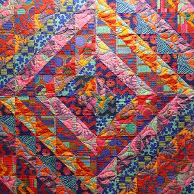 Quilt Inspiration: Free pattern day! Kaffe Fassett Quilting and Sewing Kaffe Fassett Quilts, Boho Quilt, Quilting Designs Patterns, Kaffe Fassett Fabric, Half Square Triangle Quilts, Scrap Quilt Patterns, Free Spirit Fabrics, Colorful Quilts, Triangle Quilt