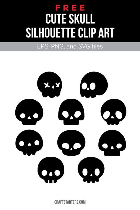 Skull Silhouette, Skull Icon, Cool Stencils, Cute Skull, Silhouette Template, Skull Svg, Stencils Printables, Halloween Silhouettes, Silhouette Clip Art