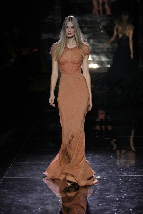 Zac Posen Fall 2007 Julia Stegner, Zac Posen Dress, Blush Gown, Karen Elson, Real Star, Long Gowns, Bustier Dress, Fringe Dress, Gwyneth Paltrow