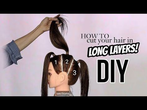 DIY LONG LAYER #shortvideo #haircuttutorial - YouTube Diy Long Layered Haircut Tutorials, Diy Long Wolf Cut Hair Tutorial, Long Shag Haircut Diy, Diy V Haircut, Diy Layers Long Hair, How To Layer Your Own Hair Step By Step, Diy Long Haircut, Diy Layered Haircut Tutorial At Home, Diy Long Layers Haircut At Home