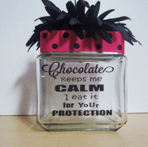 Candy Jars, Glassware, Chocolate, Funny Sayings,Gifts, Desk ... Desk Candy Jar, Candy Jar Gift Ideas, Office Candy Jar, Desk Things, Candy Jars Diy, Chocolate Funny, Desk Friend, Vendor Market, Crafts With Glass Jars