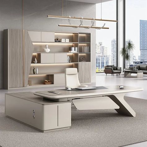 Modern CEO Office Desks Executive Minimalist Combination Desks Chairs Manager Chairman Mesas De Computador Office Furniture - Walmart.com Modern L Shaped Desk, Office Desk Organization, Ceo Office, L Shaped Executive Desk, Office Table Design, Executive Office Desk, Comfortable Office, Table Office, Simple Desk