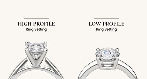 Choosing Between High And Low-Setting Engagement Rings: Here Is Everything Which You Need To Know - Loose Grown Diamond Low Profile Setting Engagement Ring, High Vs Low Set Engagement Ring, Low Engagement Ring Setting, Engagement Rings Low Setting, Simple Low Profile Engagement Rings, Low Set Diamond Ring, Diamond Settings Types Of, Low Vs High Profile Engagement Ring, High Setting Engagement Ring